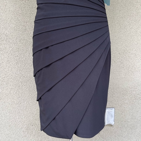 NEW Lauren by Ralph Lauren pleated black faux wrap dress - Picture 3 of 8